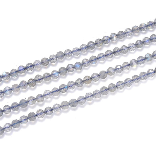 Adabele 30 Inch Natural Flashy Labradorite Healing Gemstone 4mm (0.16 Inch) Tiny Small Faceted Round Loose Beads Stone Spacer (170-190pcs) for Craft Jewelry Making GK4-5