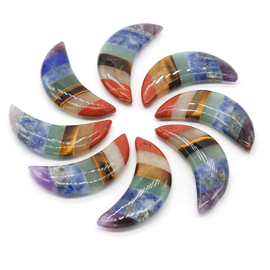Zotoone Healing Crystals Chakra Stones,Natural Crystals Gemstones Spiritual Reiki Healing Stones,Moon Shape 7 Chakra Balancing Metaphysical Healing Polished Tumbled Stones (2 Pcs)