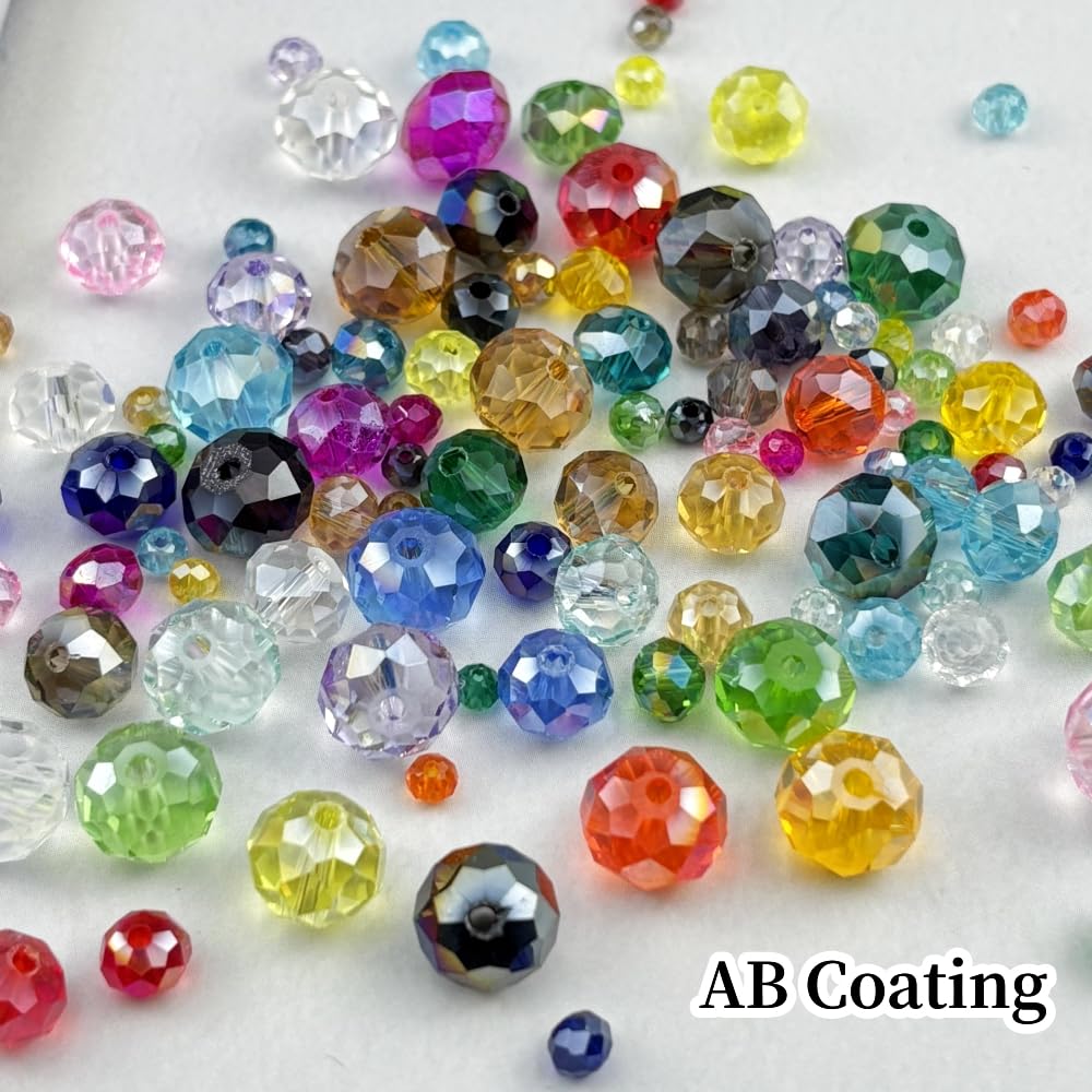 YHYPOCI 400pcs 4mm Crystal Glass Beads for Crafts Faceted Rondelle Glass Beads for Jewelry Making Crystal Spacer Beads for Necklaces Bracelets Earrings DIY Craft(Black AB)