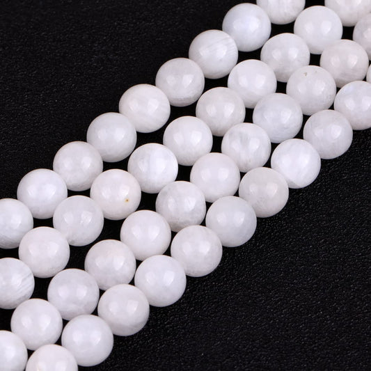 Gem-Inside 8MM Natural Stone Blue Rainbow Moonstone Gemstone Round Loose Beads for Jewelry Making 15"