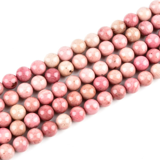 LIFAVOVY Genuine Rhodochrosite Beads for Jewelry Making Gemstone Semi Precious Stone Round 10mm Strand 15in(36-38pcs)