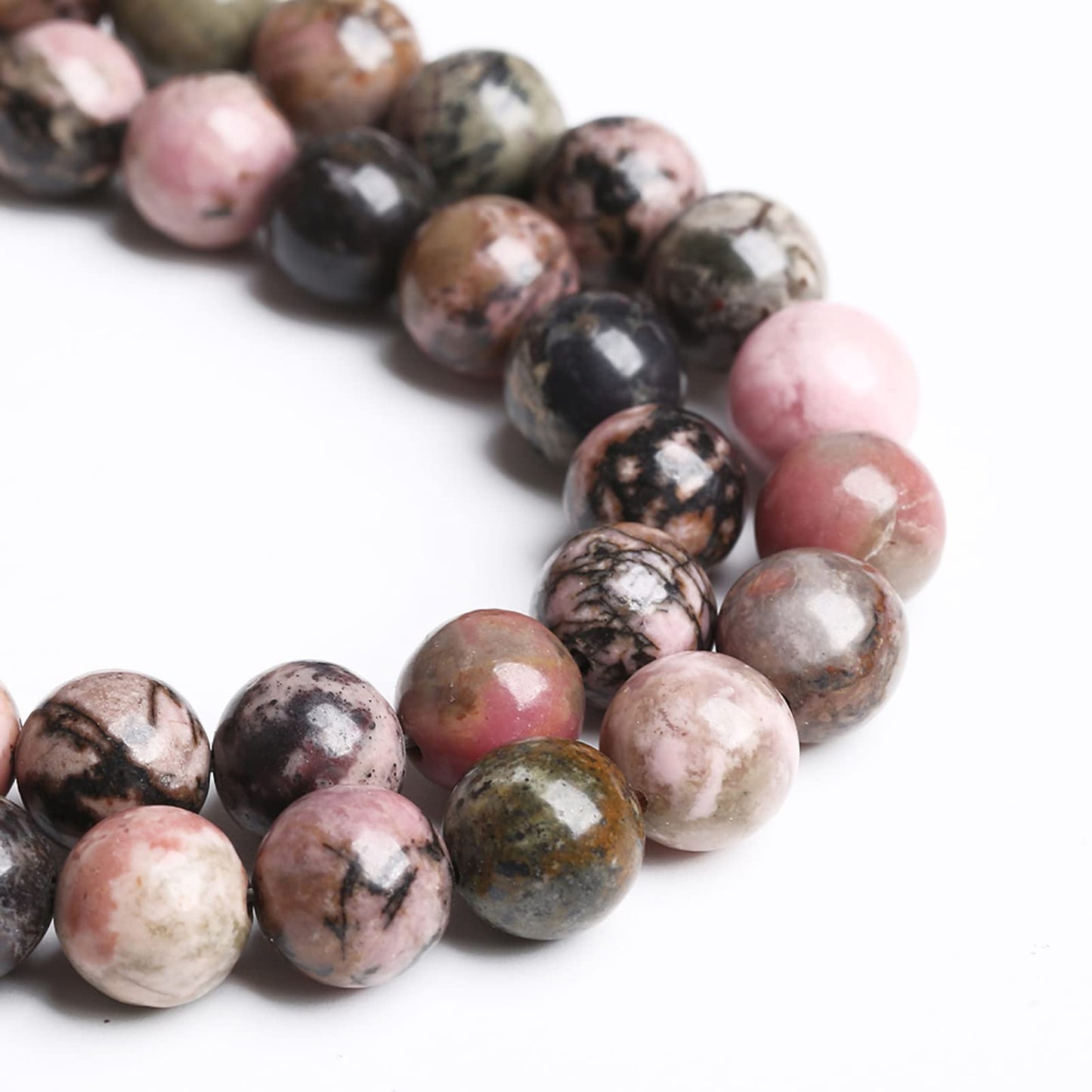 12MM 30PCS Natural Stone Black Stripe Rhodochrosite Gemstone Beads for Jewelry Making DIY Bracelet Necklace Semi Precious Crystal Beads
