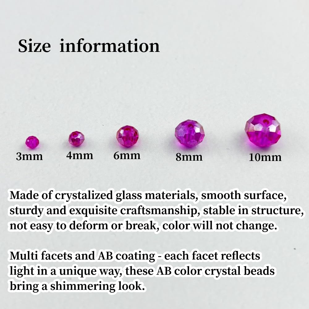 YHYPOCI 400pcs 4mm Crystal Glass Beads for Crafts Faceted Rondelle Glass Beads for Jewelry Making Crystal Spacer Beads for Necklaces Bracelets Earrings DIY Craft(Rose Red AB)