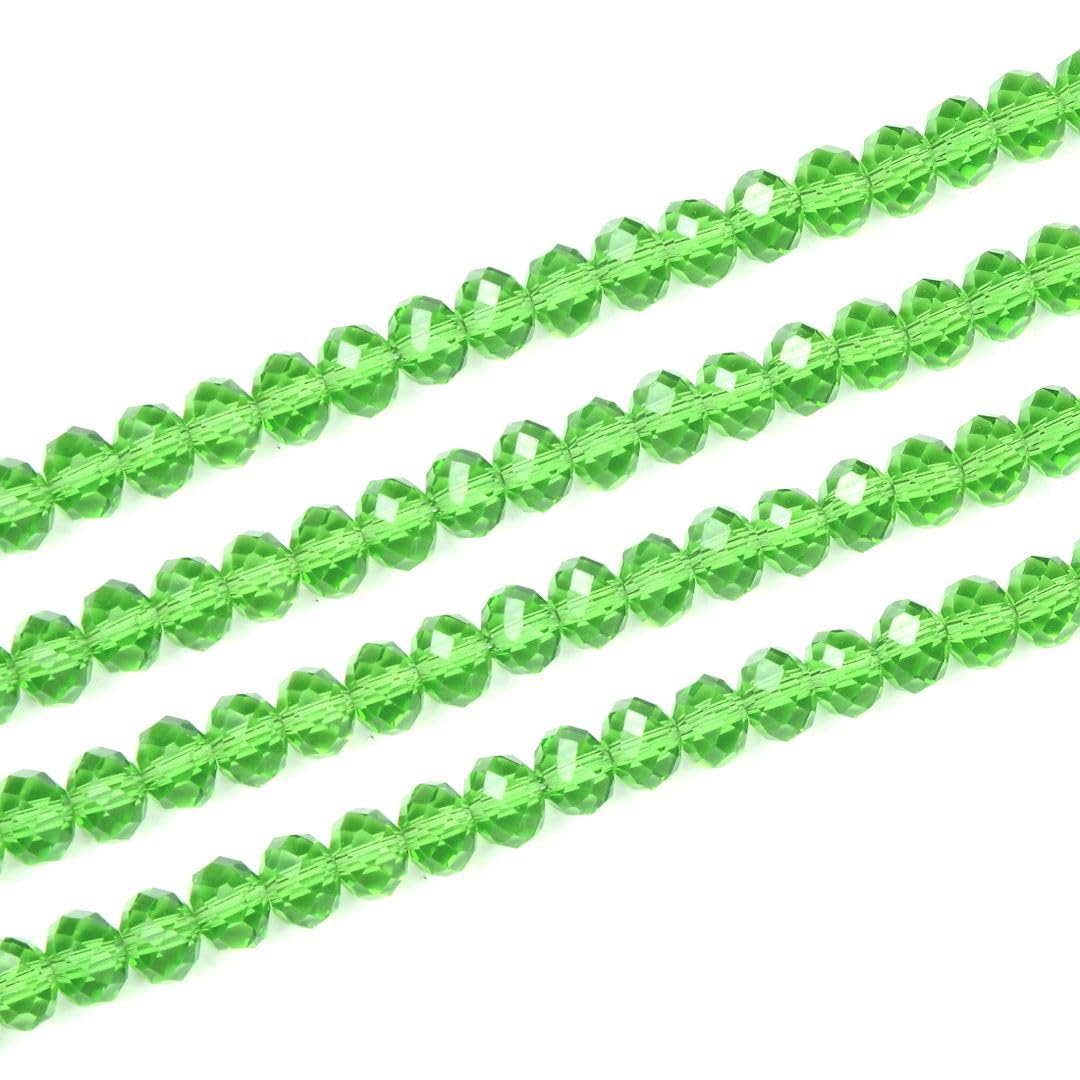 500pcs Czech Faceted Rondelle Crystal Glass Loose Beads 4mm Small Tiny Spacer Bulk Peridot Green for DIY Craft Jewelry Making CCR416