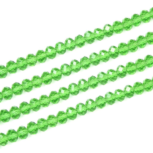 500pcs Czech Faceted Rondelle Crystal Glass Loose Beads 4mm Small Tiny Spacer Bulk Peridot Green for DIY Craft Jewelry Making CCR416