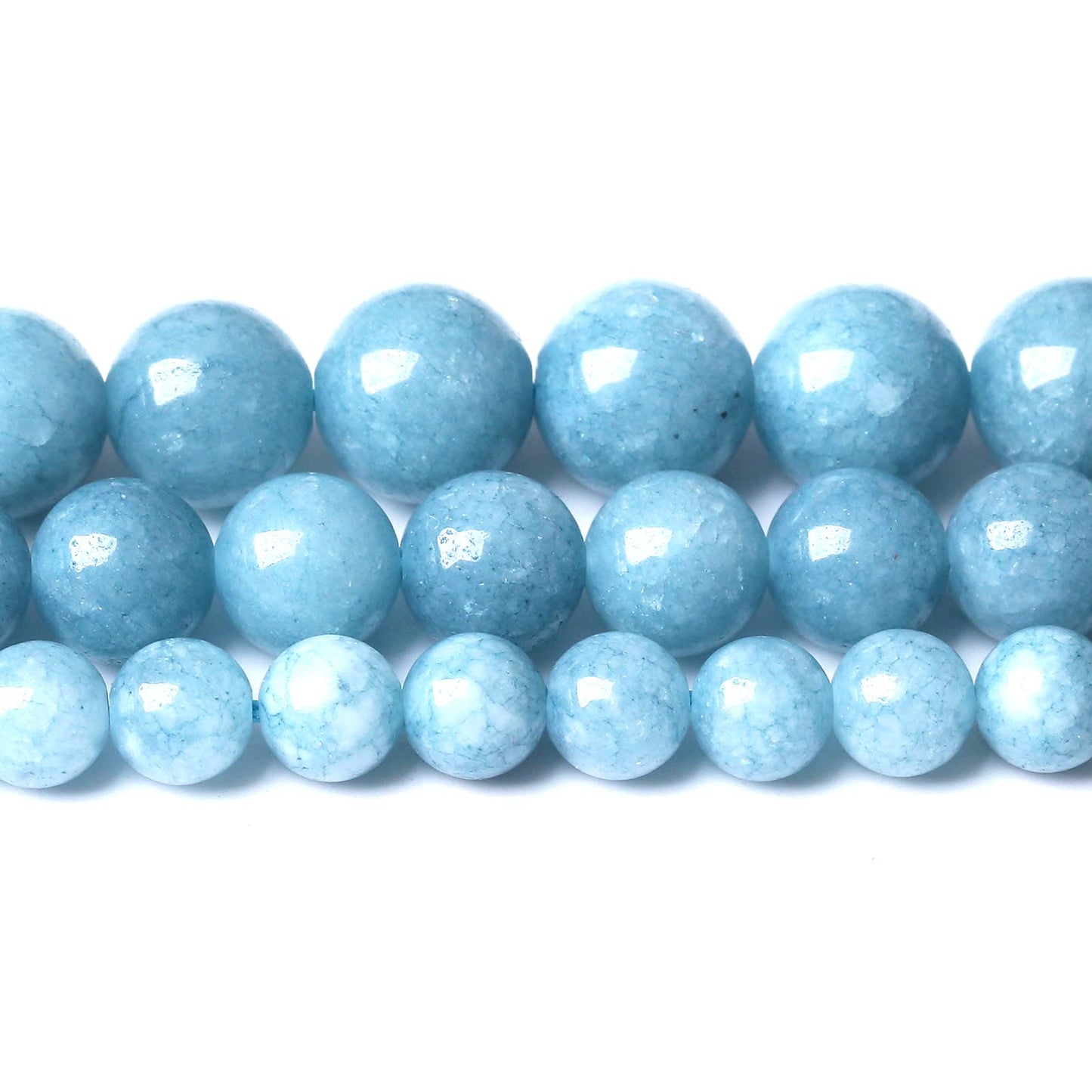 Blue Chalcedony Natural Stone Beads Gems Round Loose Beads Jewelry Making DIY Bracelet Necklace Accessory 1 Strand 36PCS 10MM 15"