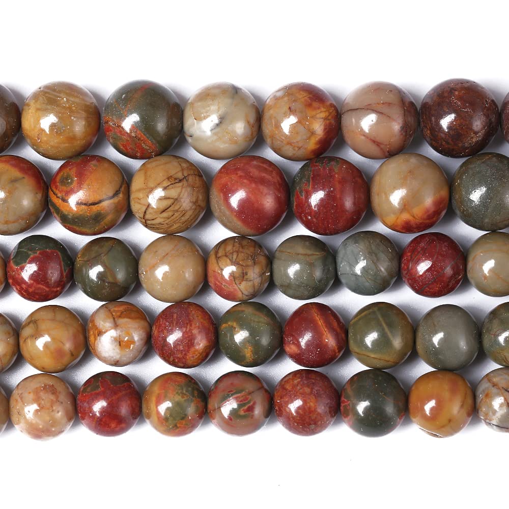 10MM 37PCS Natural Stone Picasso Jasper Loose Beads for Jewelry Making DIY Bracelet