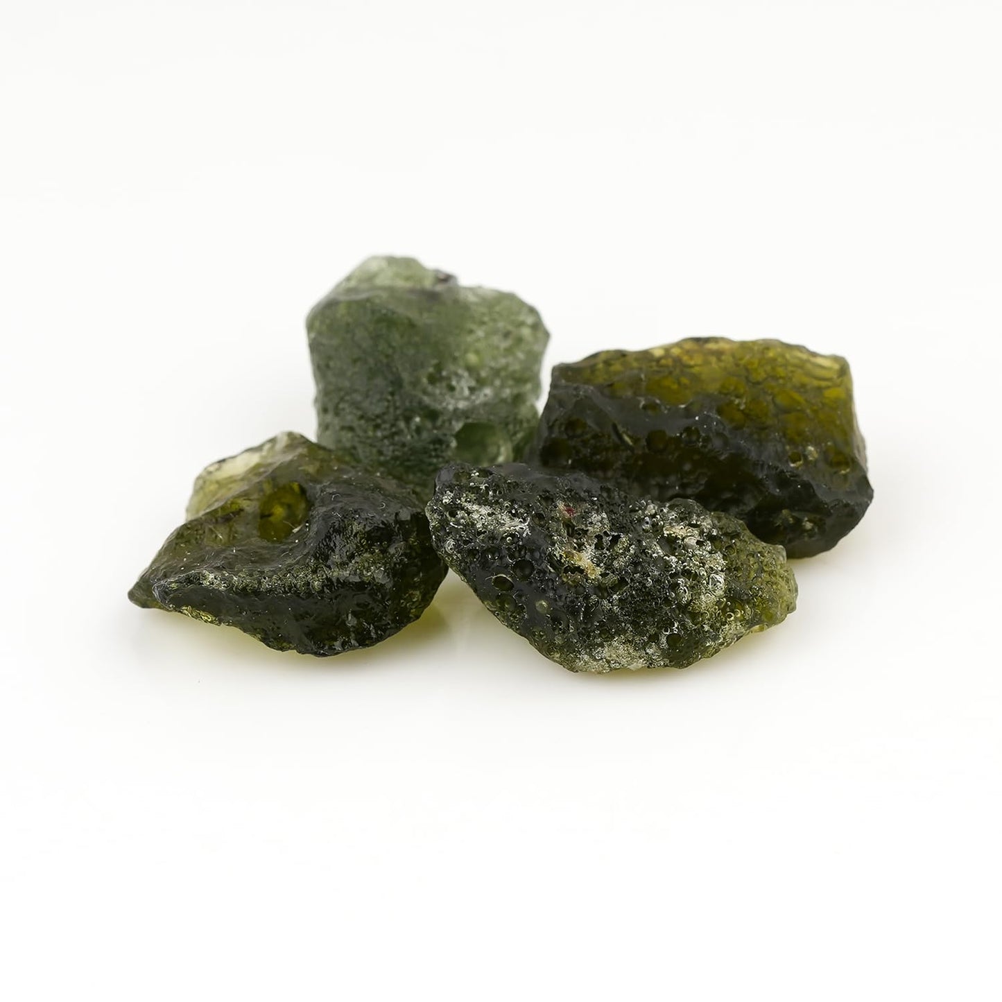 ColouredRocks Moldavite Glass Raw Tektite Crystals, Loose Gemstone, Wholesale Rough, Jewelry Making Supply, Chakra Healing Stones, DIY Craft, Gem Collection (7.60gm) (4pcs) (15-20mm)