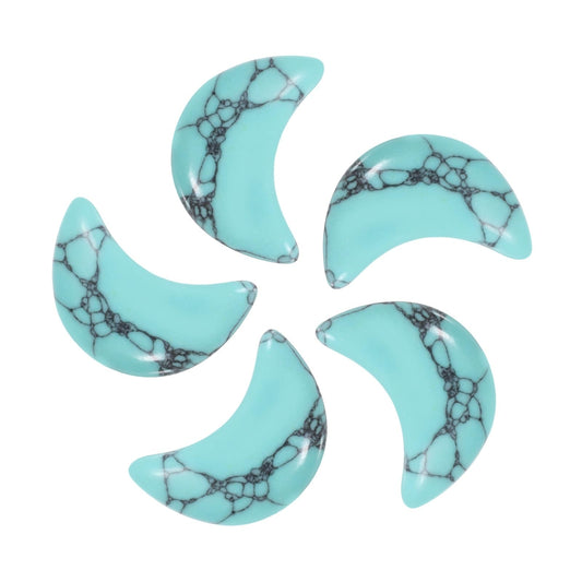 MECCANIXITY 5 Pcs Moon Crystal Worry Stone, 0.5 Inch Length Natural Green Turquoise Moon Gemstone Bulk, Carved Pocket Stones for Meditation Balancing Pendant Decor