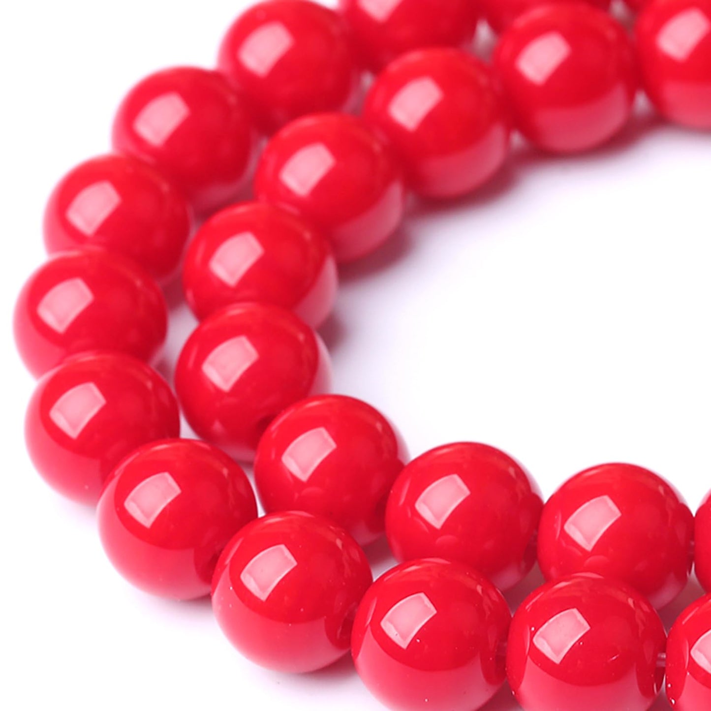12MM 32 PCS Coral Red Glass Beads Natural Stone Crystal Energy Round Loose Beads for Jewelry Making Bracelet 15"
