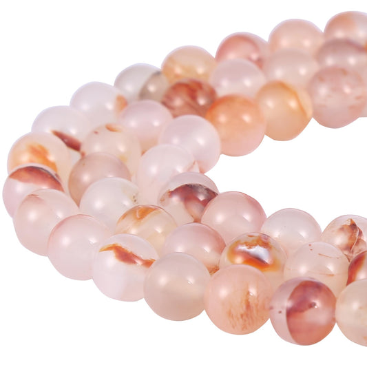 Natural 8mm Red Grass Flower Agate Gemstone Beads Energy Healing Crystal Round Loose Stone Beads for Jewelry Making DIY Bracelets Necklaces