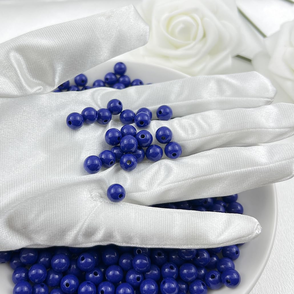 Mulutoo 200Pieces 10MM Acrylic Round Beads Round Acrylic Balls Chunky Beads Smooth Spacer Plastic Pastel Beads Craft Beads for Necklace and Bracelet Making Crafting Supplies(191-deep Royal Blue)