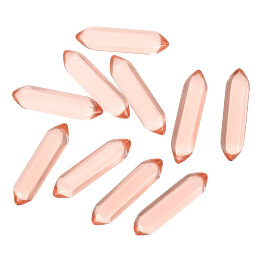MECCANIXITY 10 Pack Light Red Quartz Crystals, Polished Crystals Bulk Hexagonal Shaped Meditation Gemstone for Jewelry Making Energy Balance Accessories Gifts