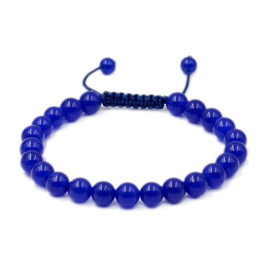 AD Beads Natural 8mm Gemstone Bracelets Healing Power Crystal Macrame Adjustable 7-9 Inch (Blue Jade)