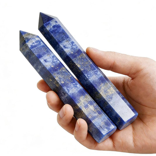 Natural Lapis Lazuli Crystal Point - 5.8-6.2 inch Raw Stone Hand-Polished Wand for Third Eye Activation, Chakra Balancing,Spiritual Healing & Meditation(Lapis Lazuli /5.8-6.2 inch 2pcs)