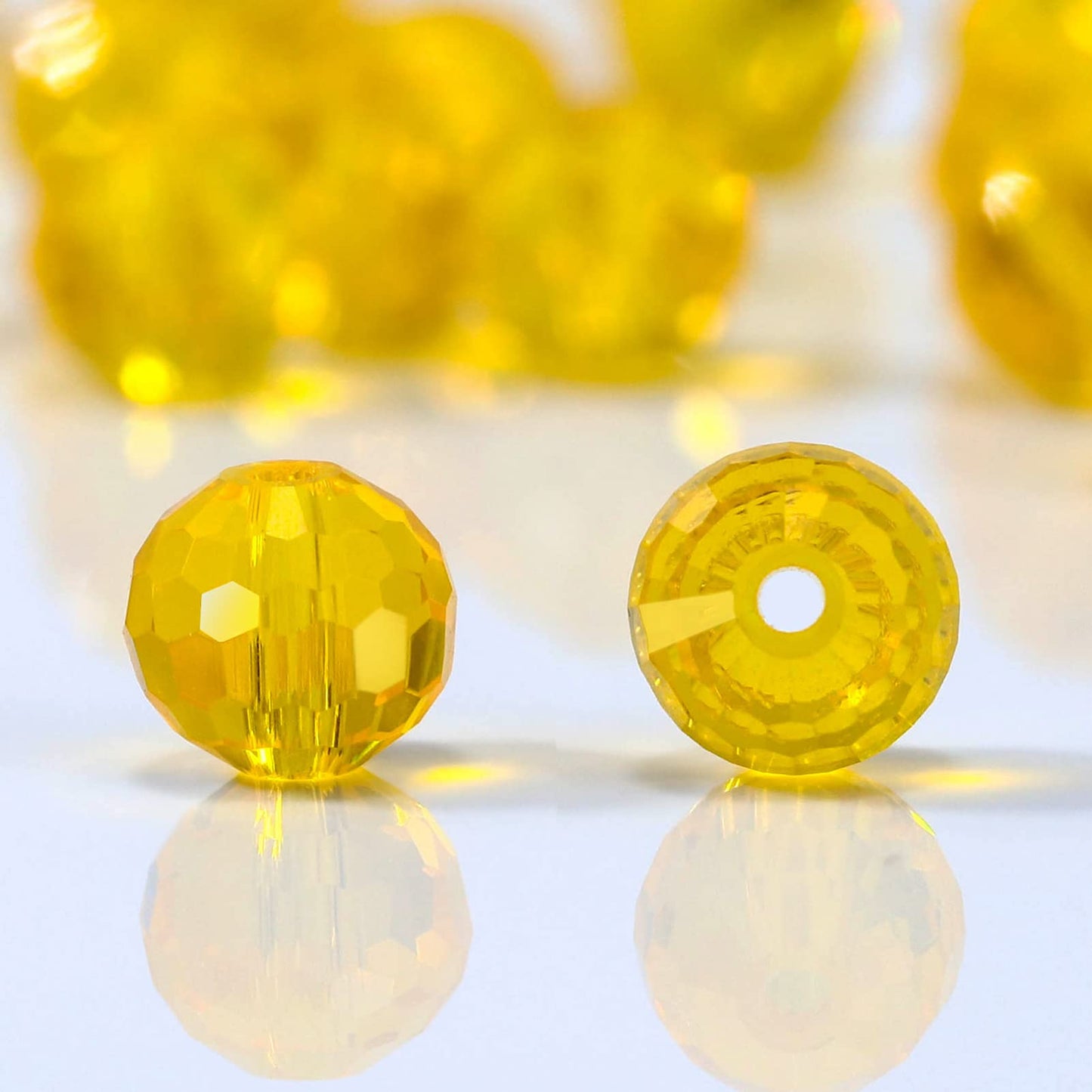 Dowarm 150PCS 6MM Round Crystal Glass Beads for Jewelry Making, Topaz Faceted for Crafts Bracelet Wind Chimes Suncatcher, #5003 Crystal Rondelle Spacer, Loose Gemstones