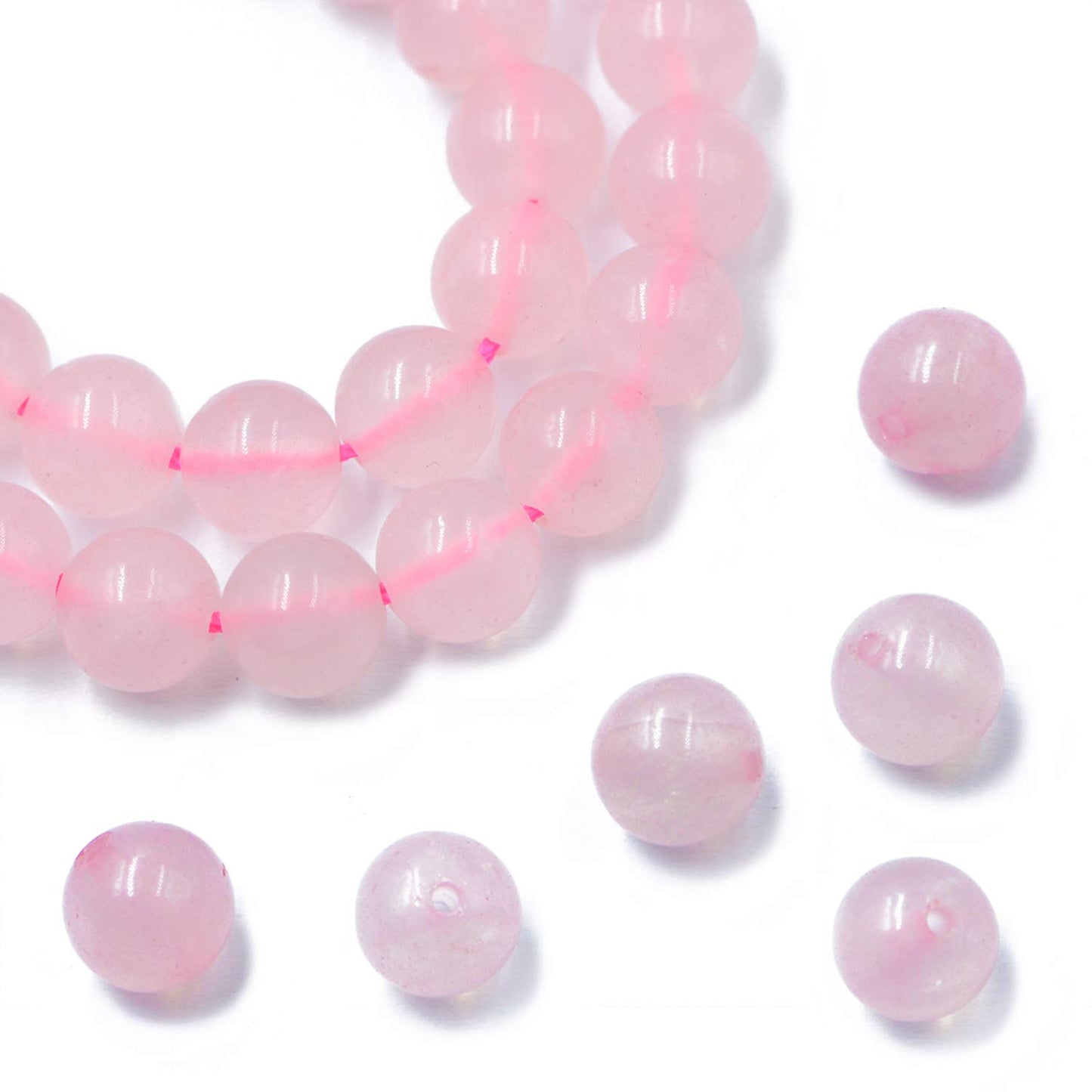 AD Beads Natural Gemstone Round Loose Beads 15" for Bracelet Necklace Earrings Jwelery Making Crafts DIY (4mm, Rose Quartz)