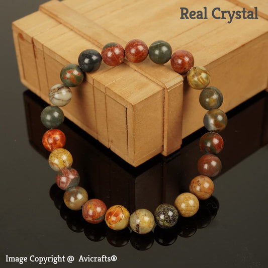 Avicrafts Picasso Jasper Stone Beads Healing Bracelet-Inspirational Balance Bracelet-Spiritual Protection Anxiety Stress Relief Meditation
