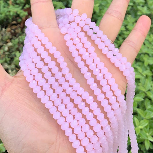 200pcs Czech Faceted Rondelle Crystal Glass Loose Beads 6mm Spacer Bulk Pink Rose Opal for DIY Craft Jewelry Making CCR630