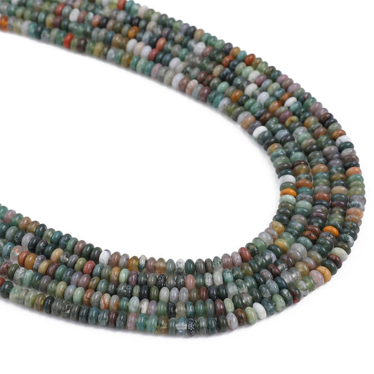 BEADIA Natural Indian Agate Spacer Beads Caps Rondelle Disk Loose Beads for Beading Jewelry Making 4mmx2mm 38cm