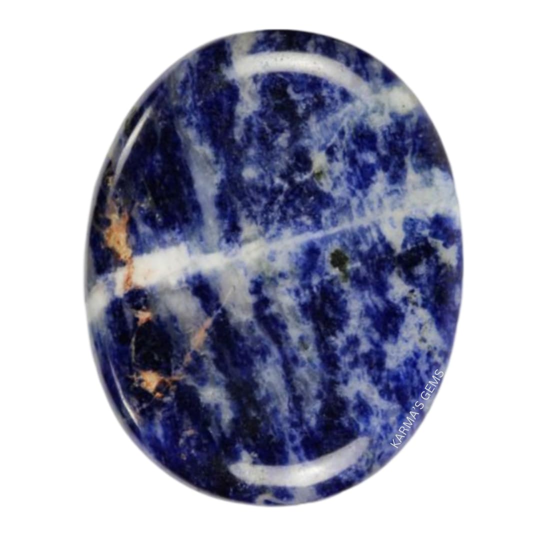 Sodalite - Rubbing Natural Thumb Worry Stone - Hold in Your Hand for Relaxation or Anxiety Relief - Enhance Meditation, Aid in Healing the Mind, Body and Spirit