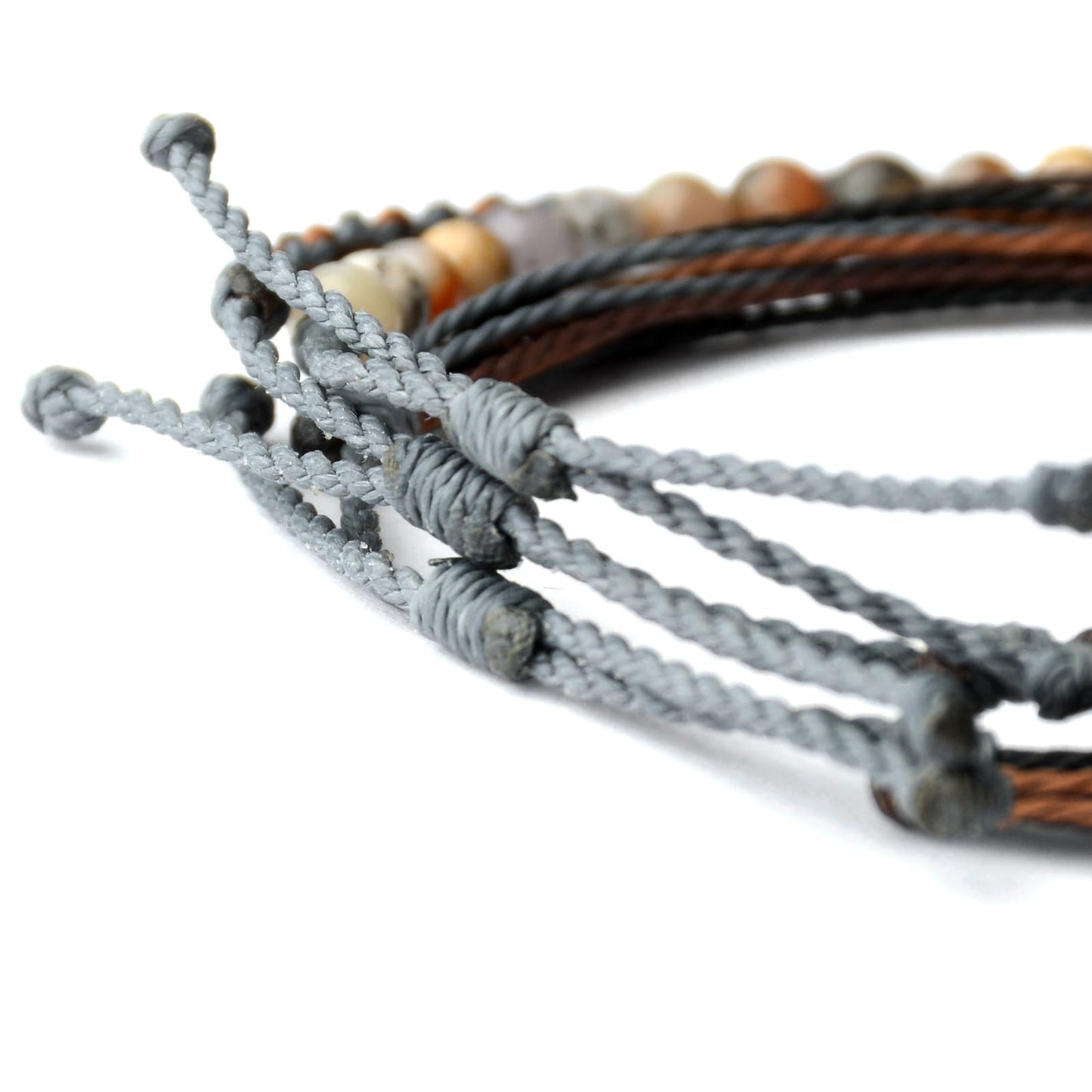 Handmade Natural Stone Beaded Healing Bracelet Gift for Men Adjustable Rope String Bracelet (Variegated Opals, Adjustable)