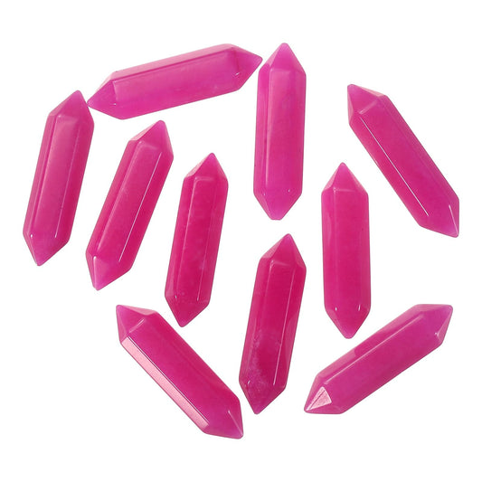 MECCANIXITY 10 Pack Rose Red Quartz Crystals, Polished Crystals Bulk Hexagonal Shaped Meditation Gemstone for Jewelry Making Energy Balance Accessories Gifts