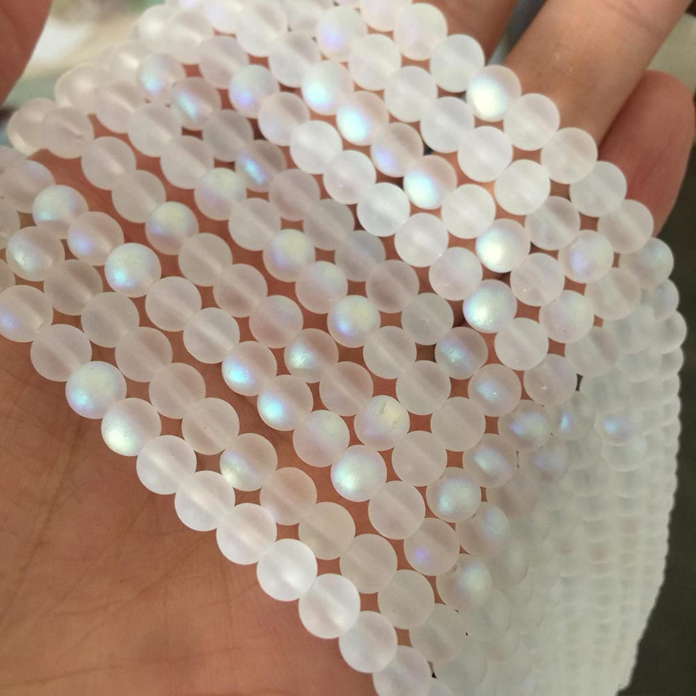 ccHuDE 200 Pcs Matte Crystal Glass Beads Mermaid Aurora Beads with Hole Jewelry Making Crafts DIY 6mm