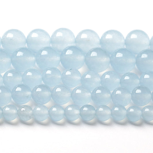 6MM 60PCS Natural Stone Light Blue Chalcedony Loose Beads for Jewelry Making DIY Bracelet Necklace