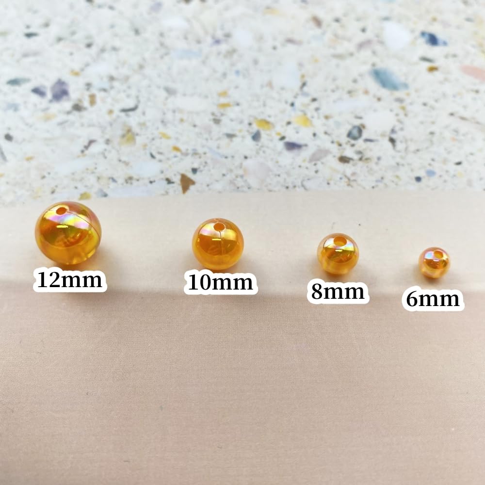 400pcs Acrylic Round Beads 8mm AB Colors Craft Beads Round Spacer Beads with Holes for Earring Bracelet Necklace Key Chains Jewelry Making(Orange AB)