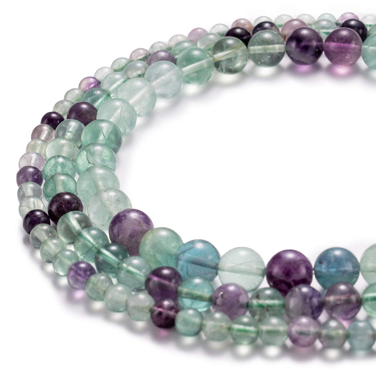 BEADIA Natural Fluorite Stone Round Loose Semi Gemstone Beads for Jewelry Making 10MM 38PCS