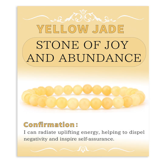 Bymitel 6mm Yellow Jade - Handmade Reiki Gemstone Stretch Bracelet, Natural Beauty & Spiritual Essence, Crystal Healing for Unisex Adults