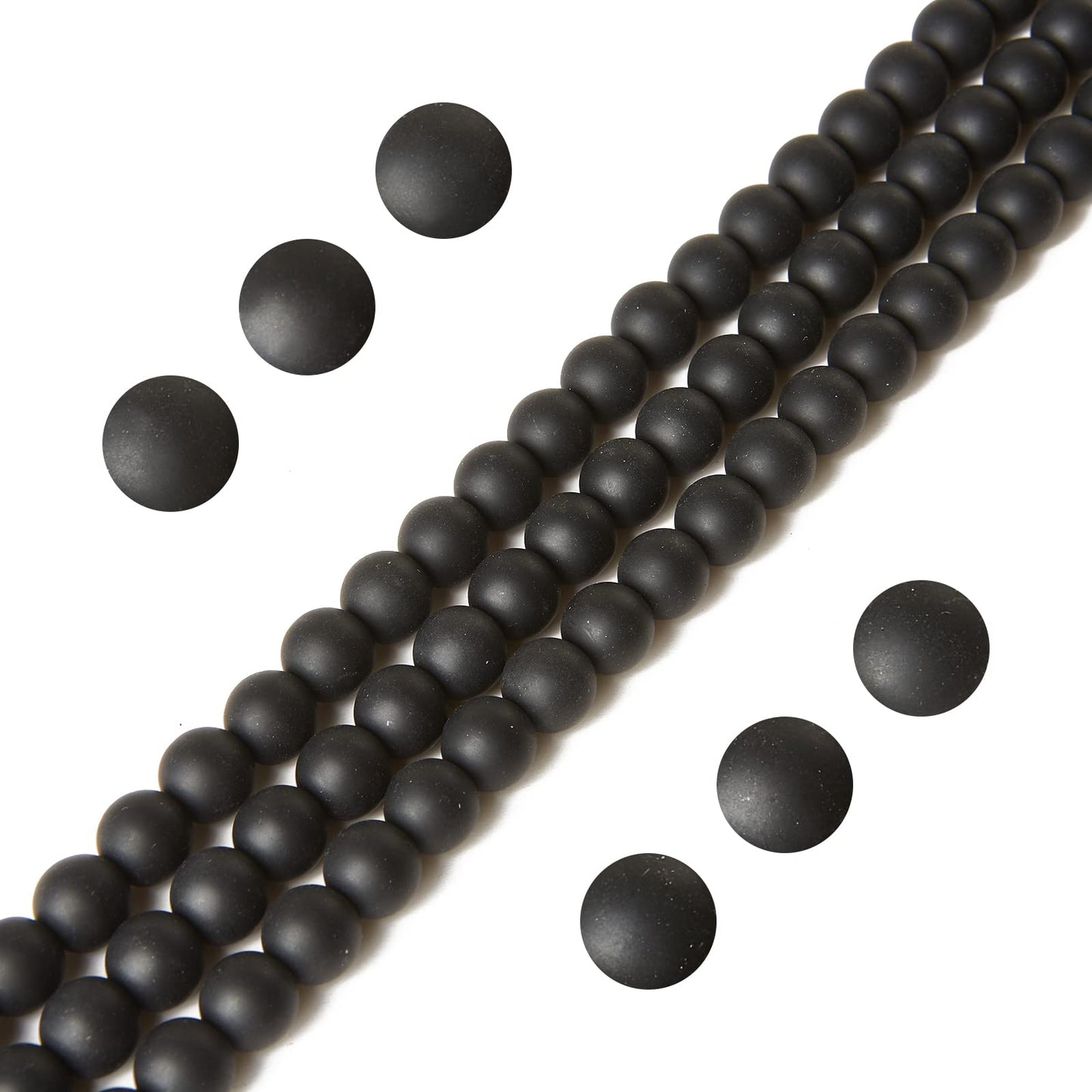 100pcs 10mm Matte Black Beads Natural Gemstone Beads Round Loose Beads for Jewelry Making