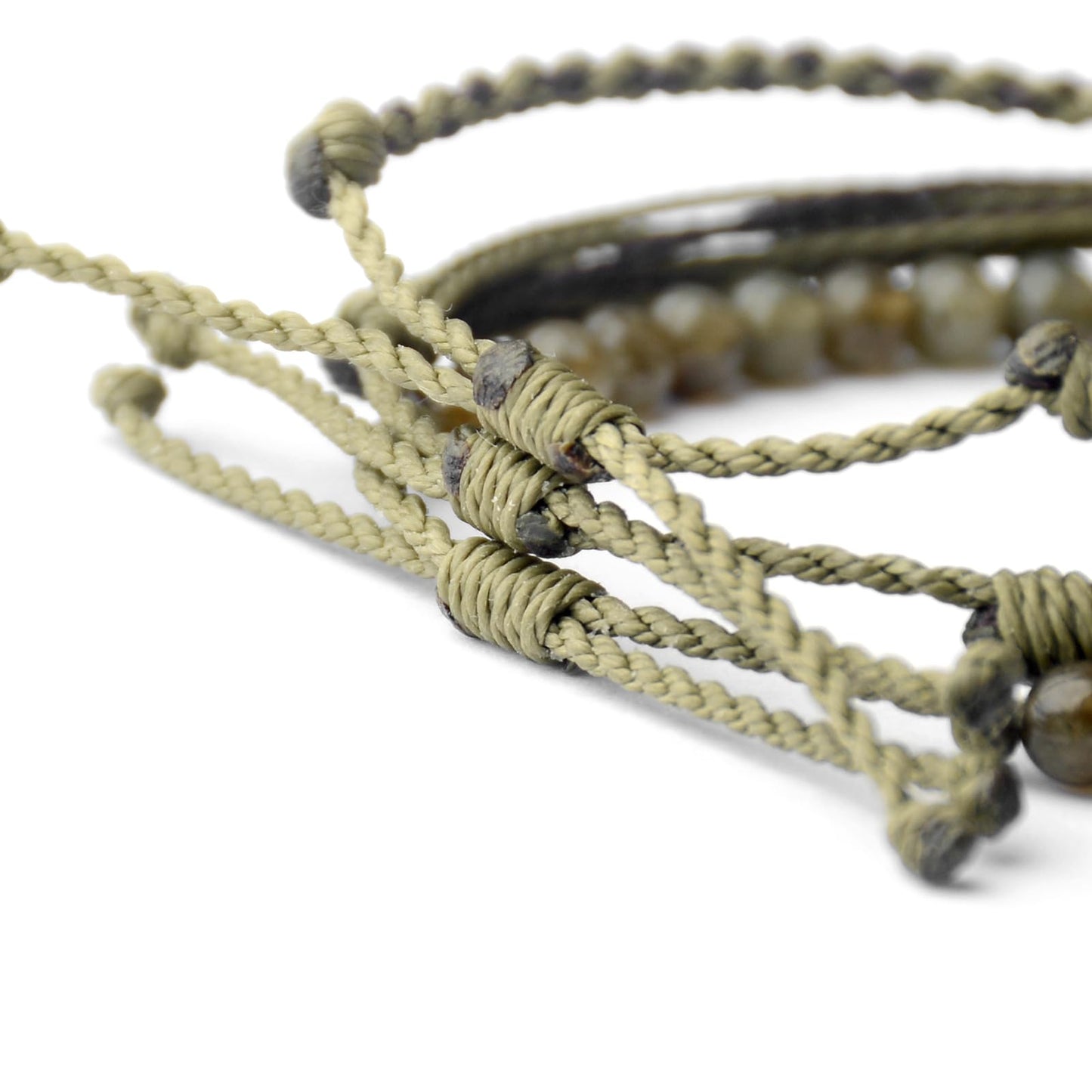 Handmade Natural Stone Beaded Healing Bracelet Gift for Men Adjustable Rope String Bracelet (Green Labradorite, Adjustable)