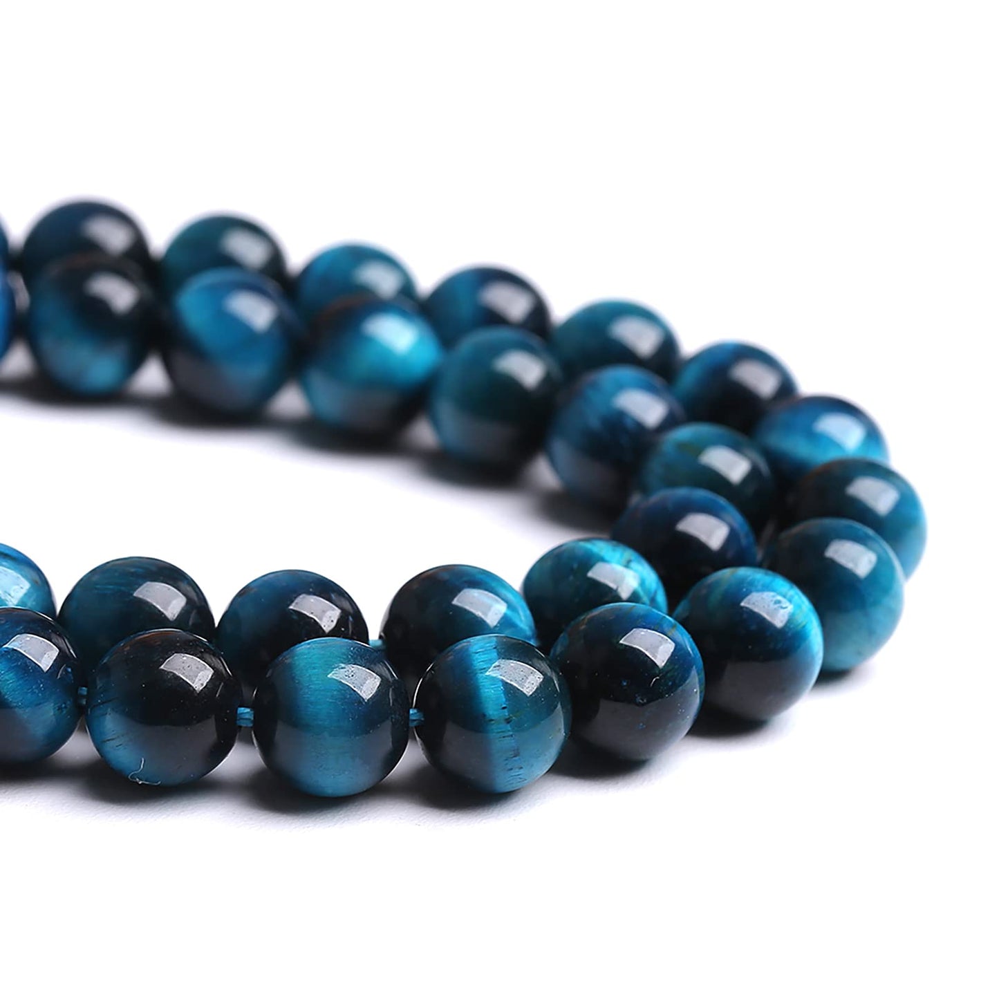 90PCS 8MM Blue Tiger Eye Beads Natural Stone Gemstone Spacer Loose Beads for Jewelry Making DIY Bracelet Semi Precious Beads Strand 2 Strands