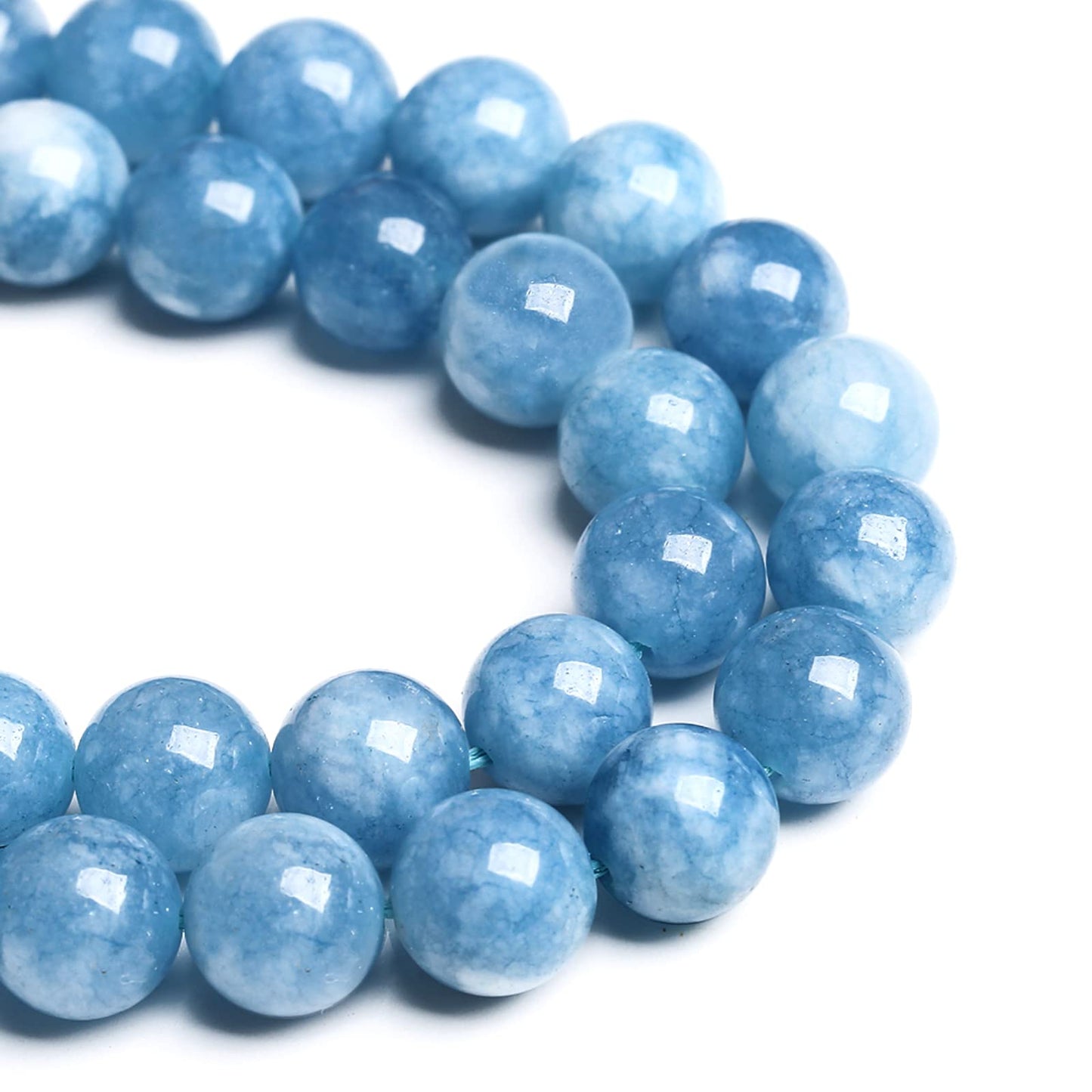 12MM 32PCS Blue Aquamarine Jade Loose Beads for Jewelry Making DIY Bracelet