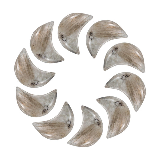 MECCANIXITY 10 Pcs Moon Crystal Worry Stone, 0.5 Inch Length Natural Grey Labradorite Moon Gemstone Bulk, Carved Pocket Stones for Meditation Balancing Pendant Decor