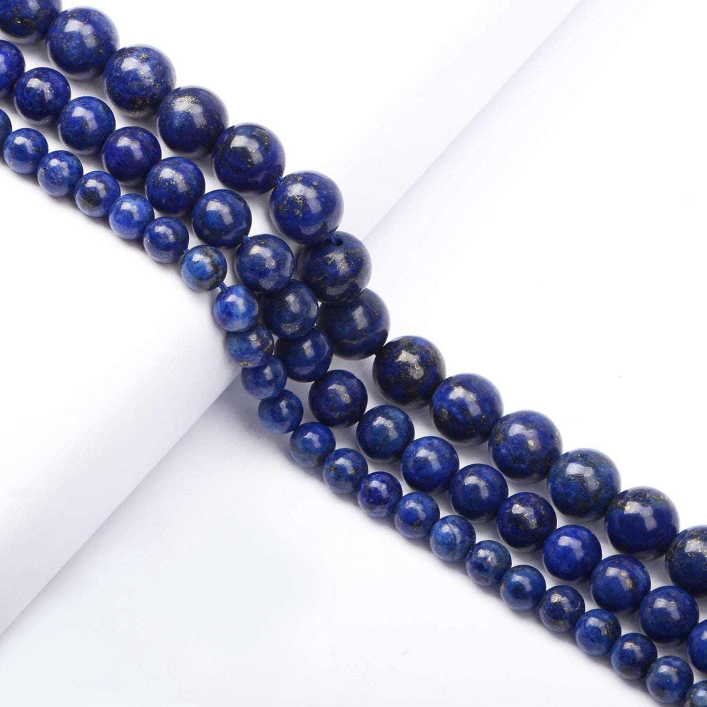 AD Beads Natural Gemstone Round Loose Beads 15" for Bracelet Necklace Earrings Jwelery Making Crafts DIY (6mm, Blue Lapis)
