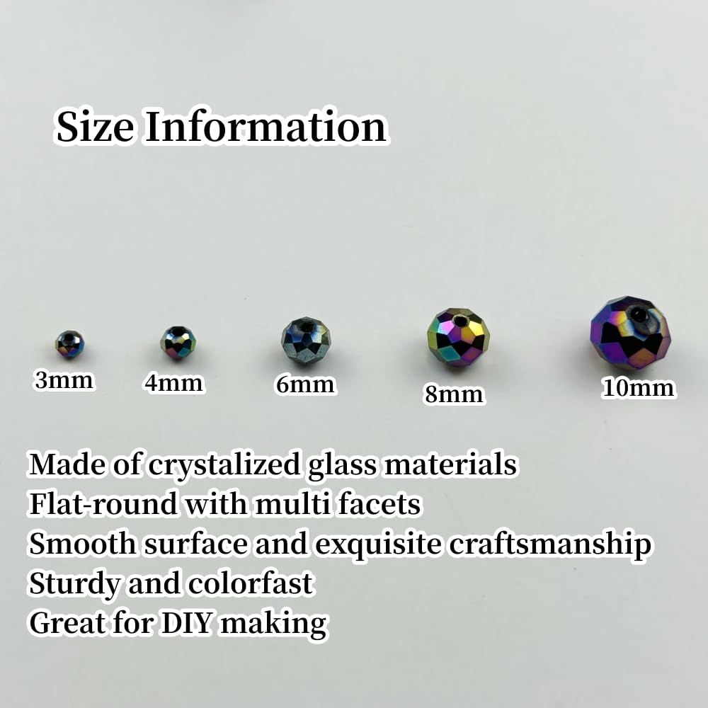 YUEXIGO 500pcs 4mm Crystal Glass Beads for Jewelry Making, Faceted Rondelle Glass Spacer Beads for Wind Chimes Bracelet Earring Necklace DIY Craft(Rainbow)