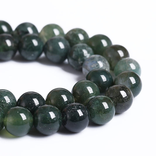 6MM 60PCS Natural Stone Green Moss Agate Round Loose Beads for Jewelry Making DIY Bracelet Necklace