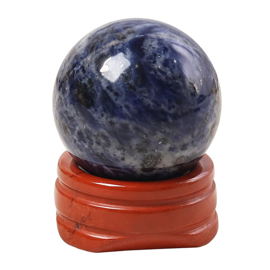 Casaper Natural Sodalite Ball with Red Jasper Stand, Healing Crystal Sphere for Home Fengshui Yoga Meditation, Reiki Energy Balancing 1.18”(30mm)