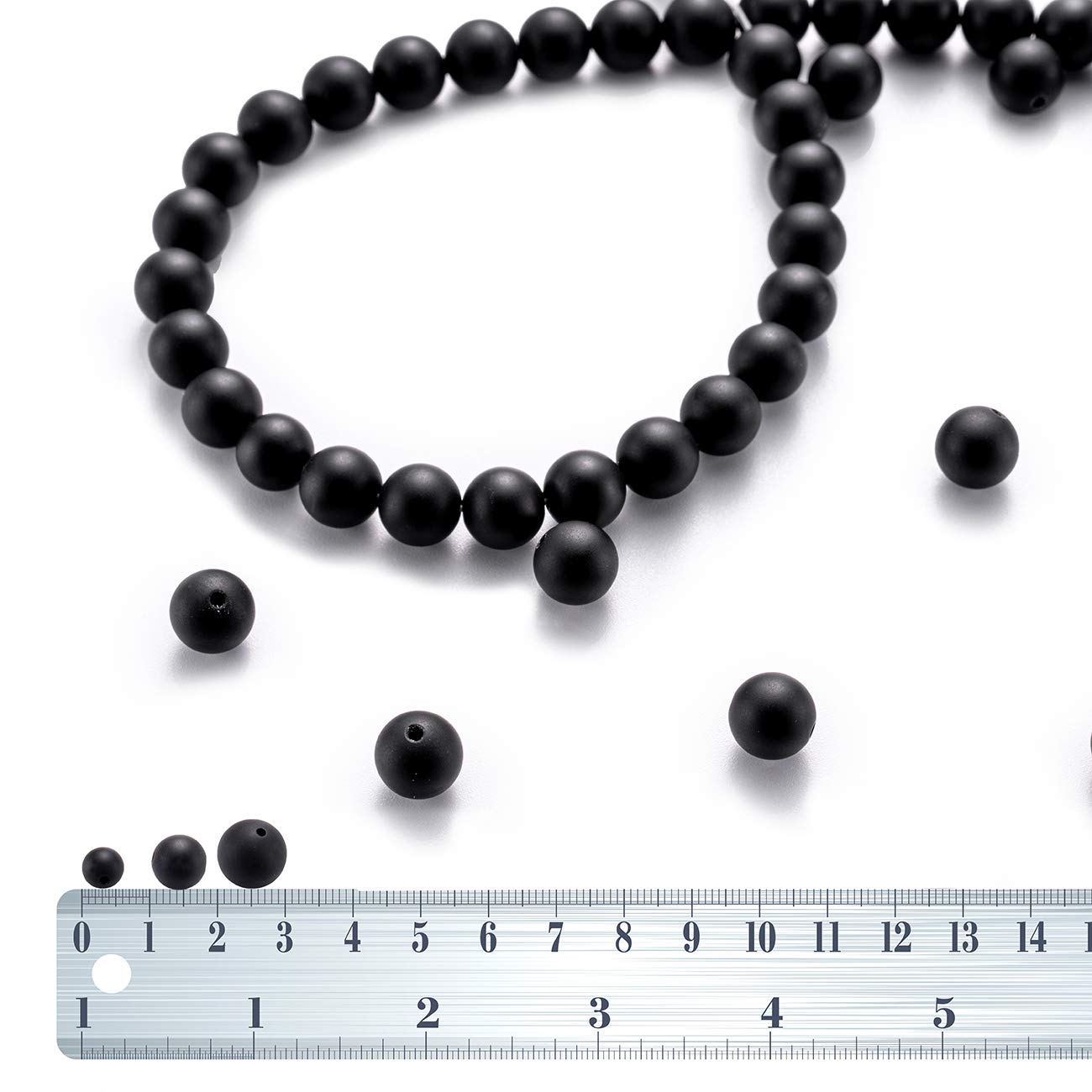 BEADIA Matte Black Onyx Natural Stone Round Loose Semi Gemstone Beads for Jewelry Making 6MM 61PCS