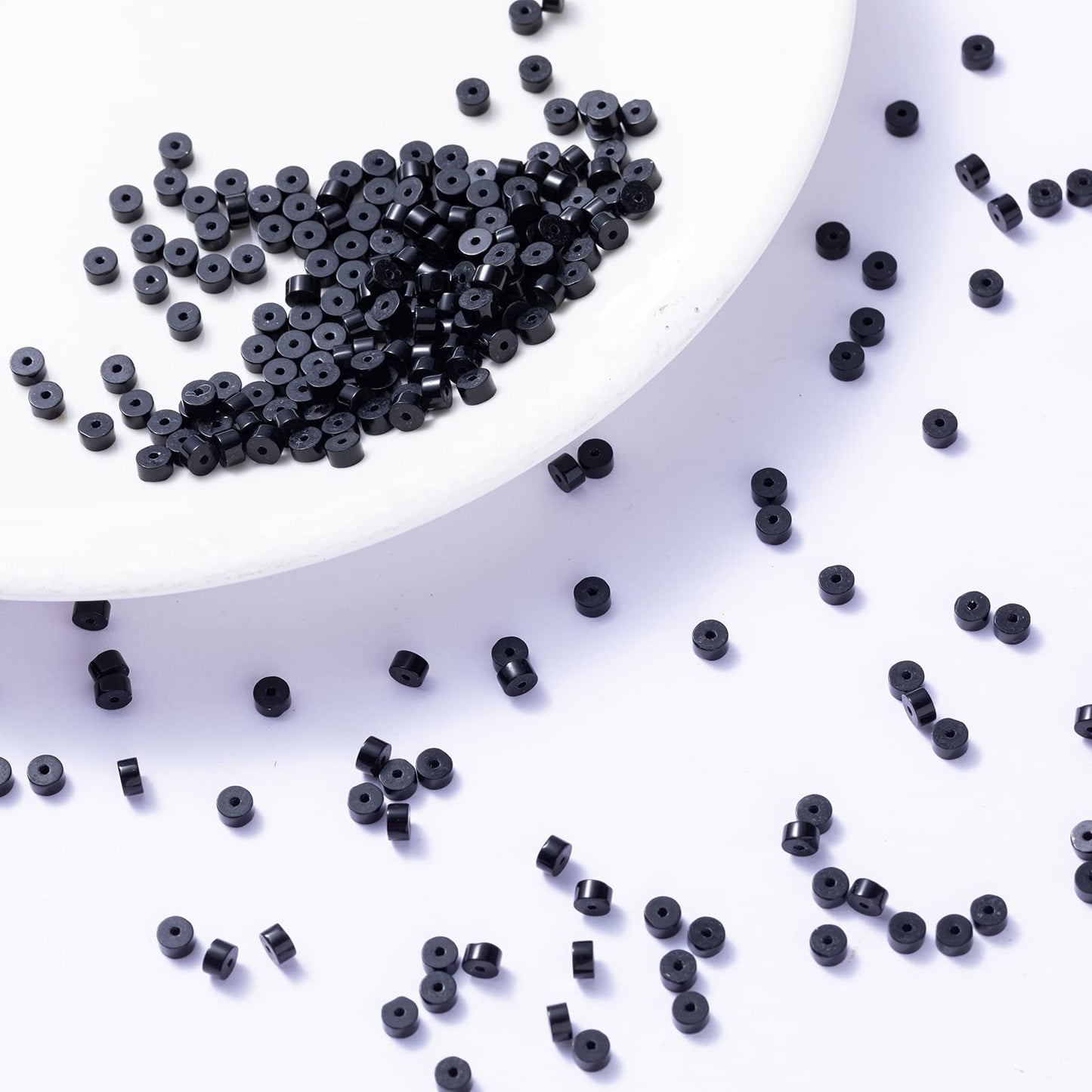 Natural Black Agate Stone Spacer Beads 4x2mm 38cm/str Flat Round Loose Semi Gemstone Caps for Making Bracelets Necklace