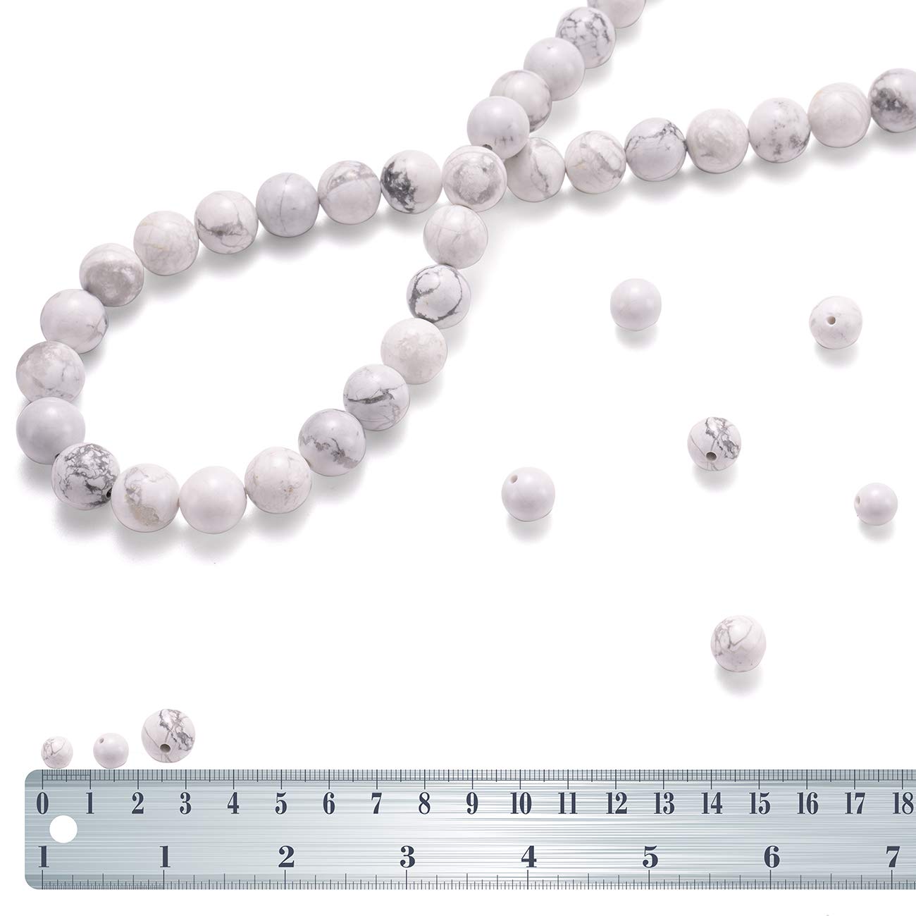 BEADIA Natural White Howlite Stone Round Loose Semi Gemstone Beads for Jewelry Making 4MM 89PCS