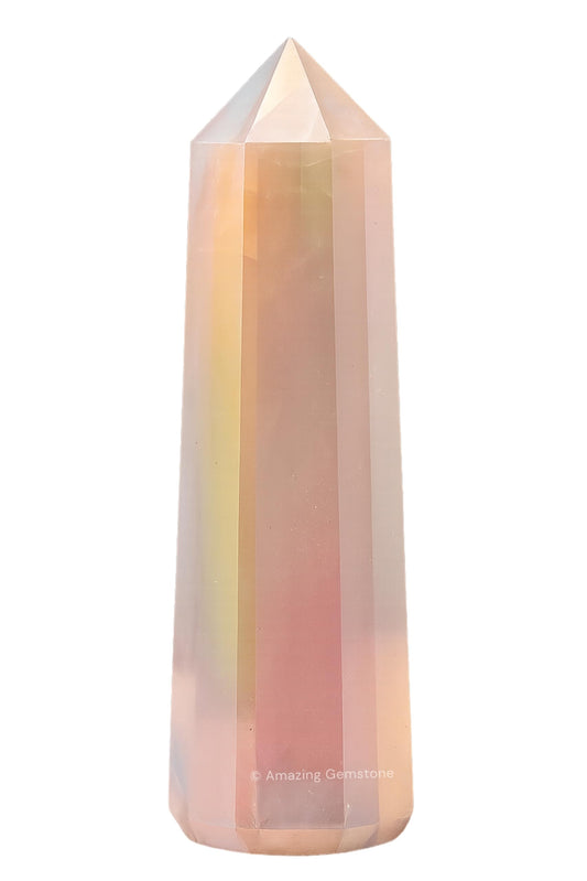 Amazing Gemstone Angel Aura Rose Quartz Crystal Towers ~ Natural Healing Crystal Point Obelisk for Reiki Healing and Crystal Grid (3" to 4" INCH)