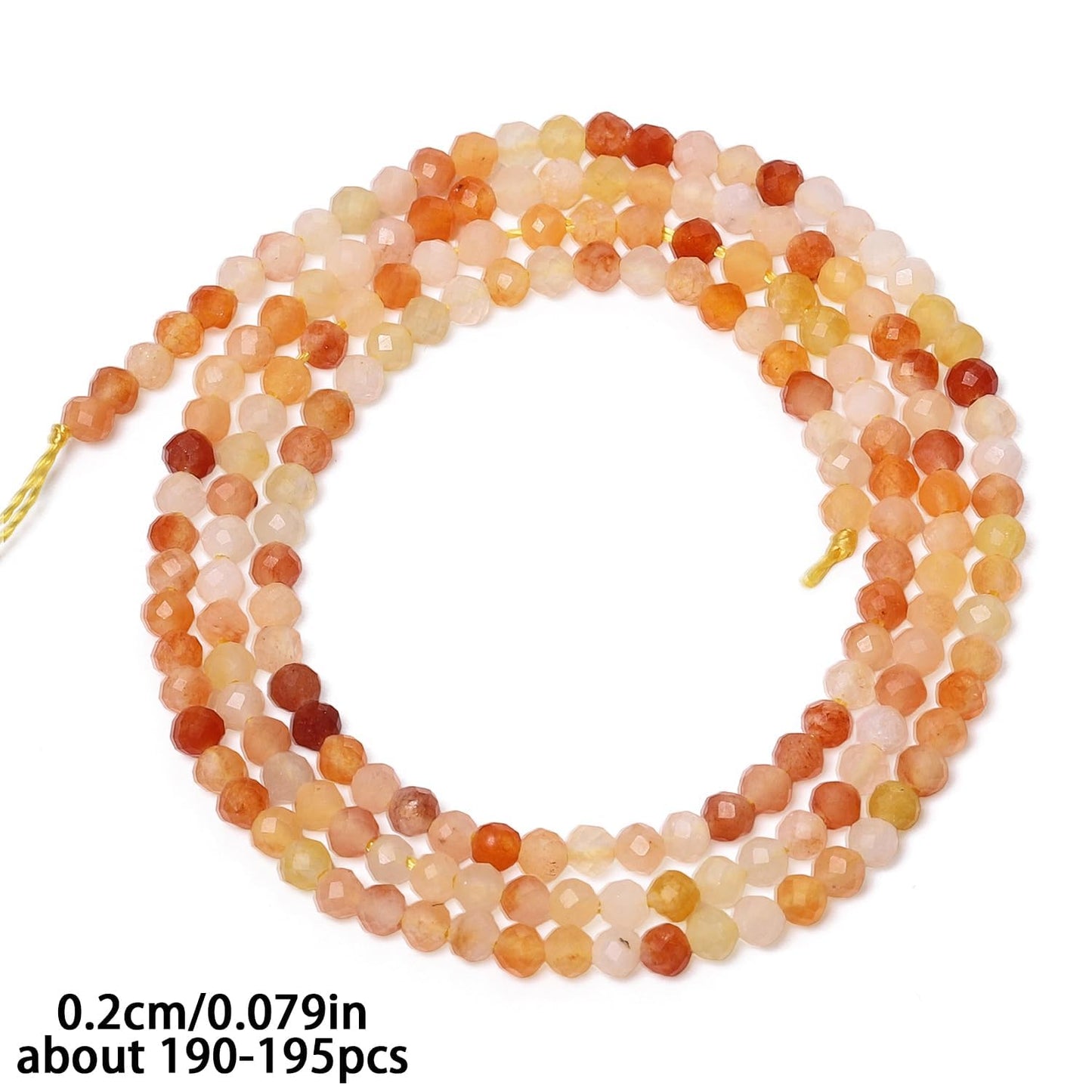 Song Xi 180pcs 2mm Natural Red Aventurine Gemstone Beads Faceted Round Loose Stone Beads for Jewelry Making (1 Strand)