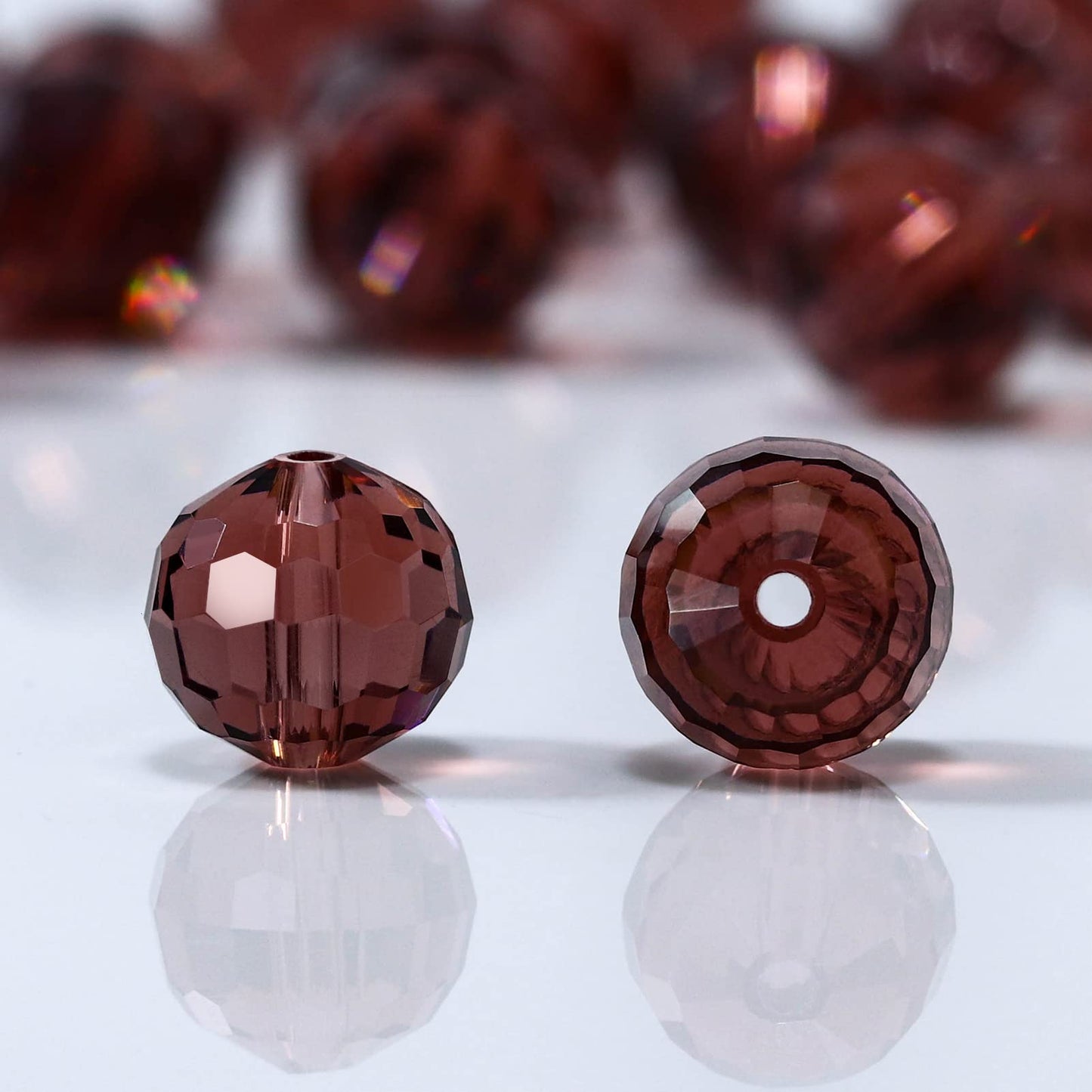 Dowarm 150PCS 6MM Round Crystal Glass Beads for Jewelry Making, Purple Faceted Crystal Beads for Crafts Bracelet Wind Chimes Suncatcher, #5003 Crystal Rondelle Spacer Beads, Loose Gemstones