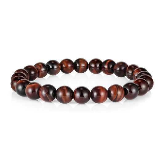M MOOHAM Beaded Bracelets for Mens Gifts - Lava Rock Beaded Red Tiger Eye Bracelets for Mens Jewelry Gifts