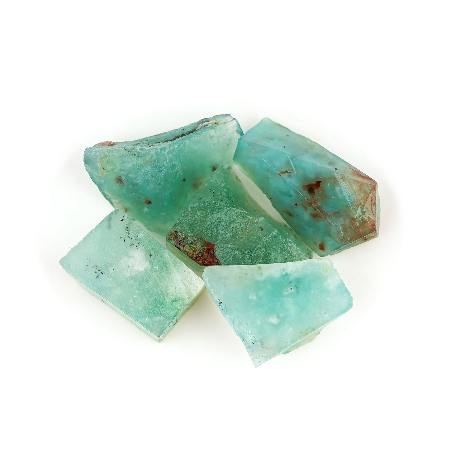 ColouredRocks 50 carats Aqua prase Crystals, Raw Stones, Rough Gemstones, Jewelry Making Supply, Cabbing, Polishing, Cutting, DIY, Crafts (5pcs) (12-16mm)