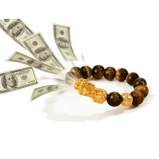 FYXOTI 12mm Tigers Eye Beaded Bracelets for Women Men,Pixiu Feng Shui Good Luck Protection Bracelet Elastic Stretch Wealth Jewelry for Wrist 6-8 Inches
